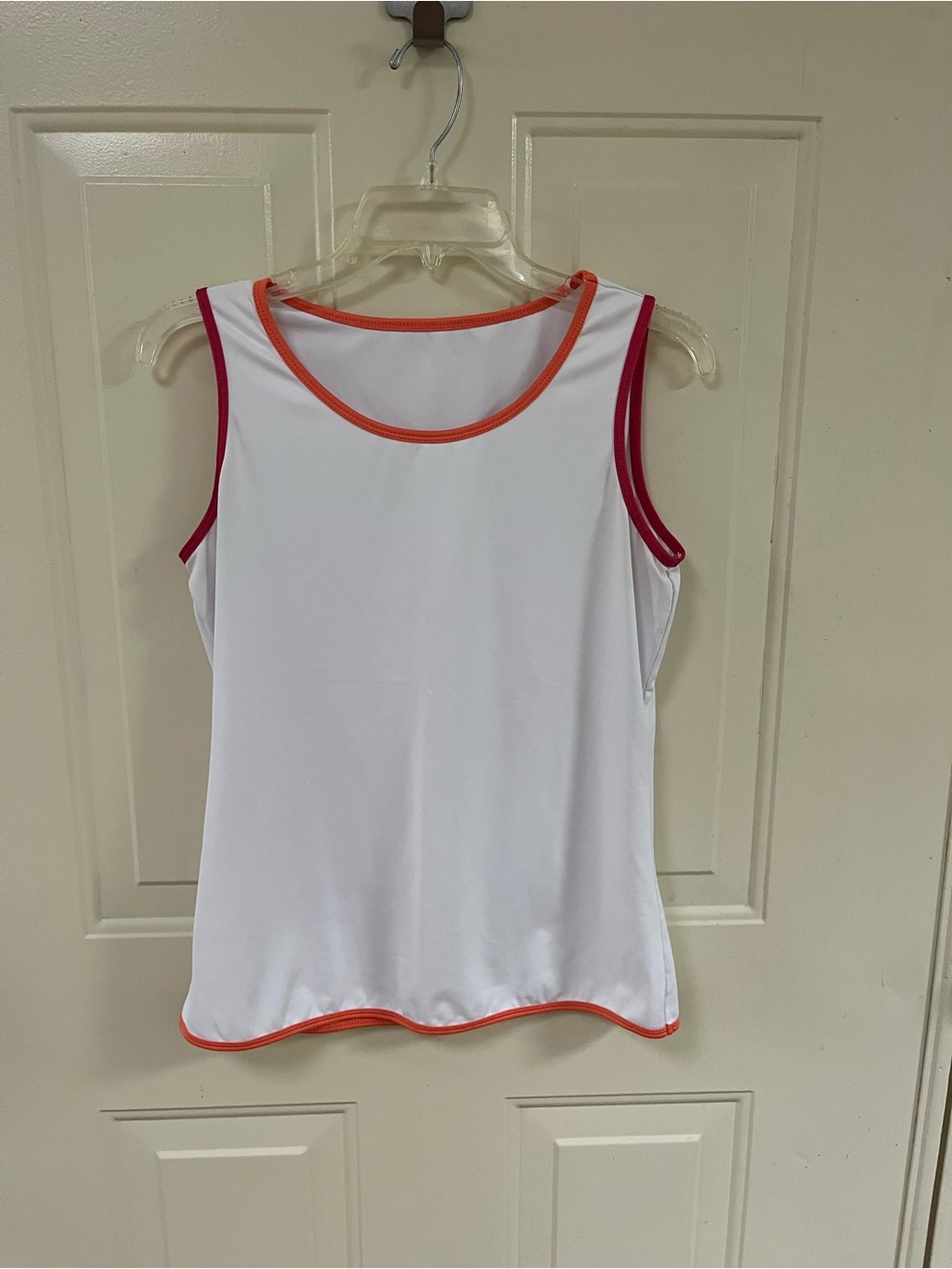 White Tank Top with Pink and Orange Trim